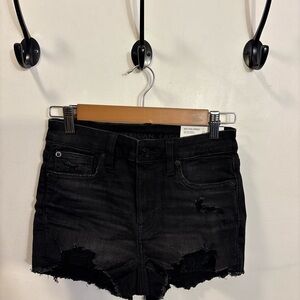 American Eagle Outfitters Black Ripped Jean Shorts